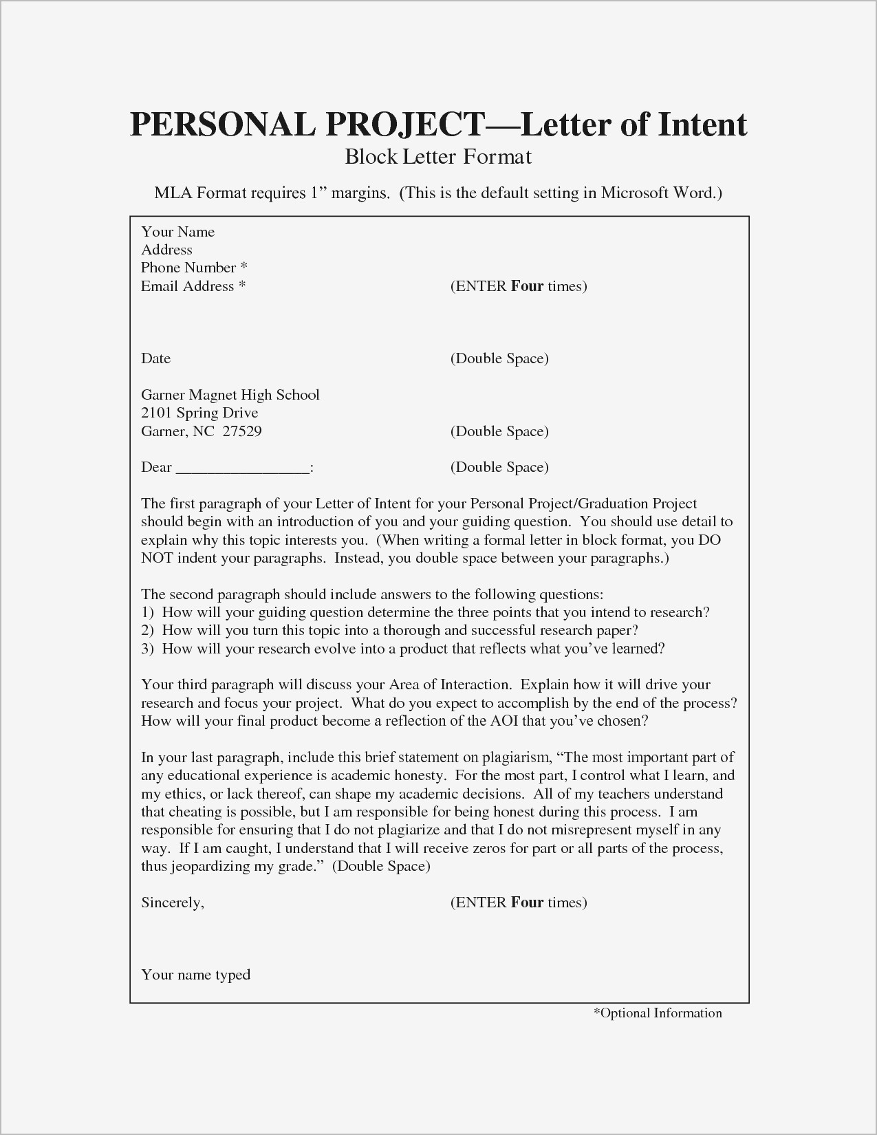 Basic Letter Of Intent Template - Inspirational Letter Templates