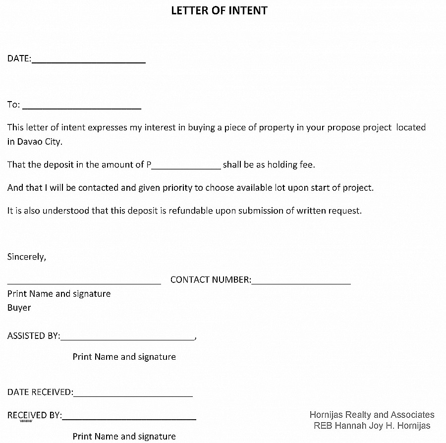 Letter Of Intent To Sell Property Template Collection Letter Template Collection 3755