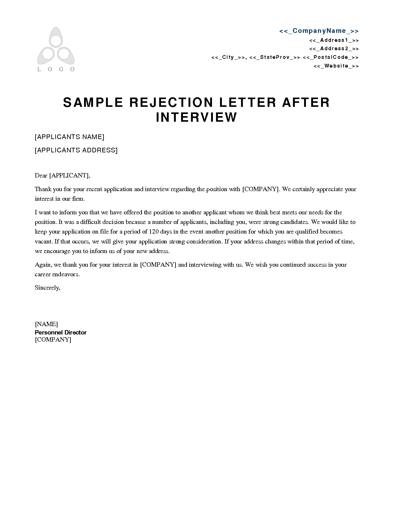 Thank You Letter After Rejection Sample from simpleartifact.com