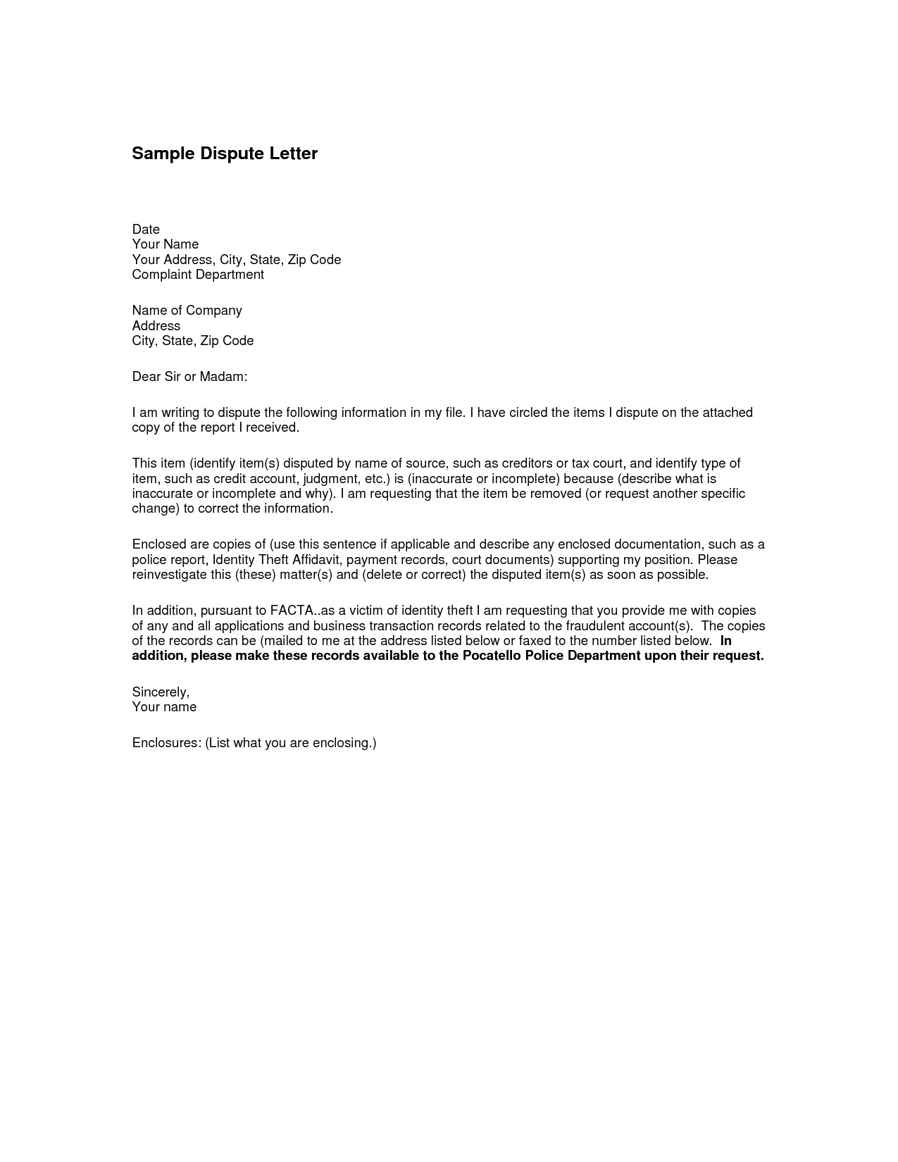 dispute letter template Collection-19 Best Letter Template Enclosed Documents Graphics 16-f