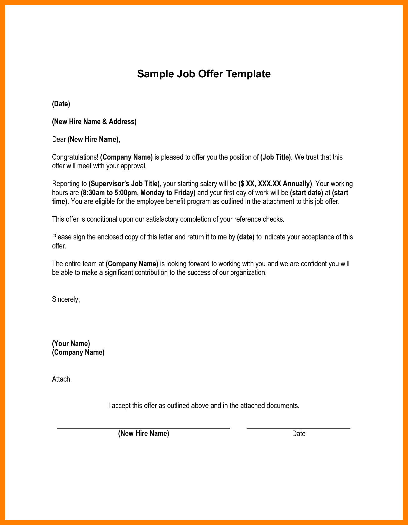 Addendum To Offer Letter Template Examples Letter Template Collection