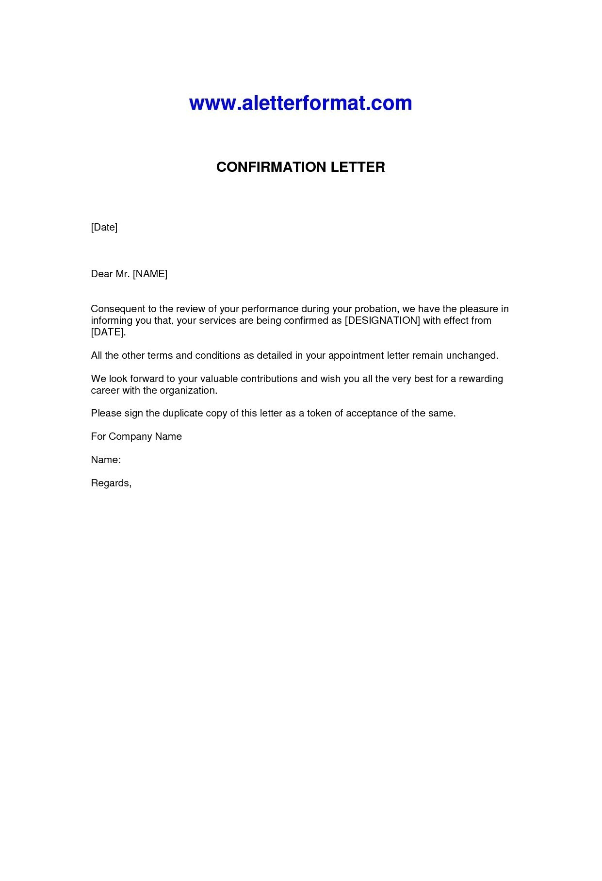 Employment Confirmation Letter Template Doc Samples Letter Template