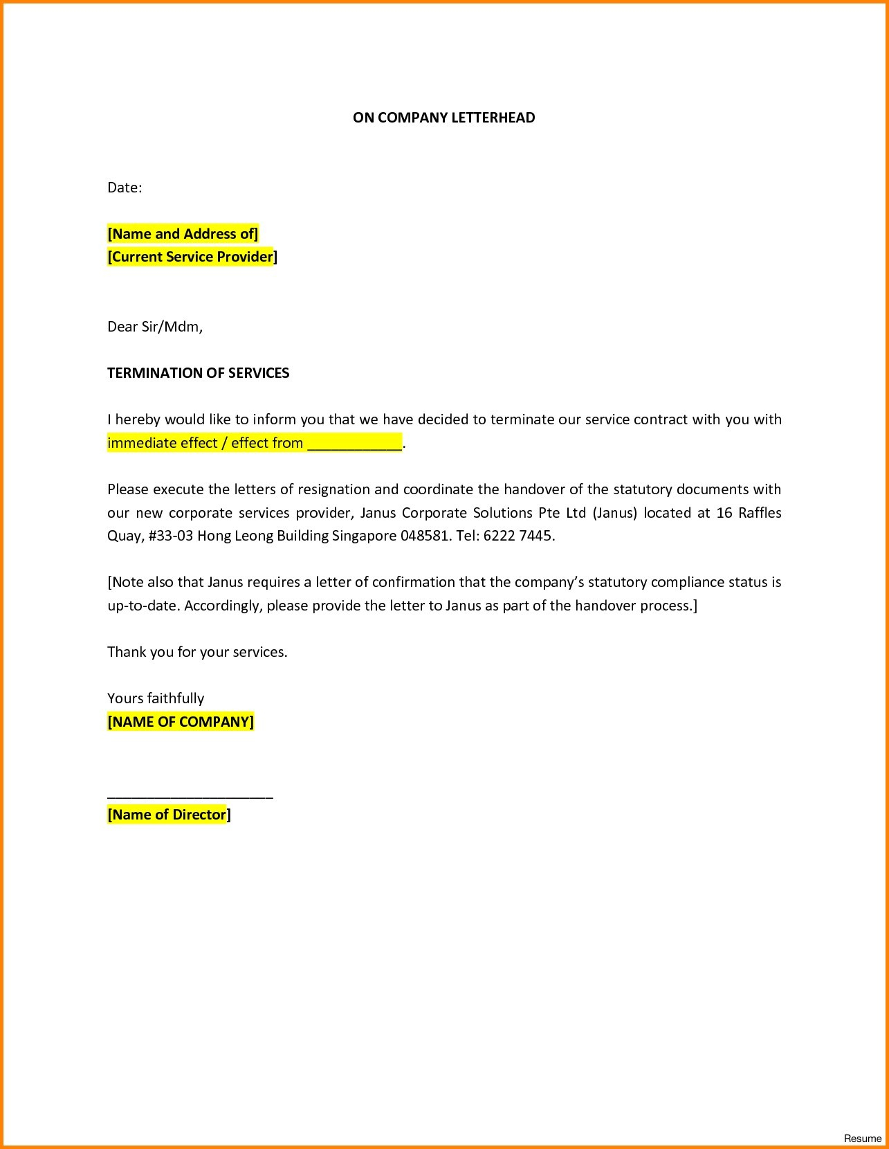 Separation Letter to Employee Template Examples | Letter ...