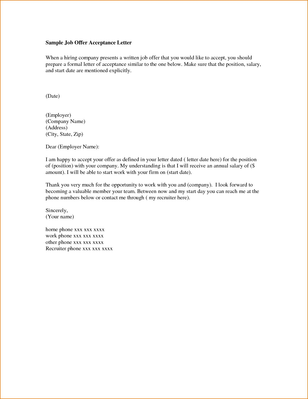 Official Job Offer Letter Template - Job Fer Acceptance Letter Example Inspirationa How to Write A
