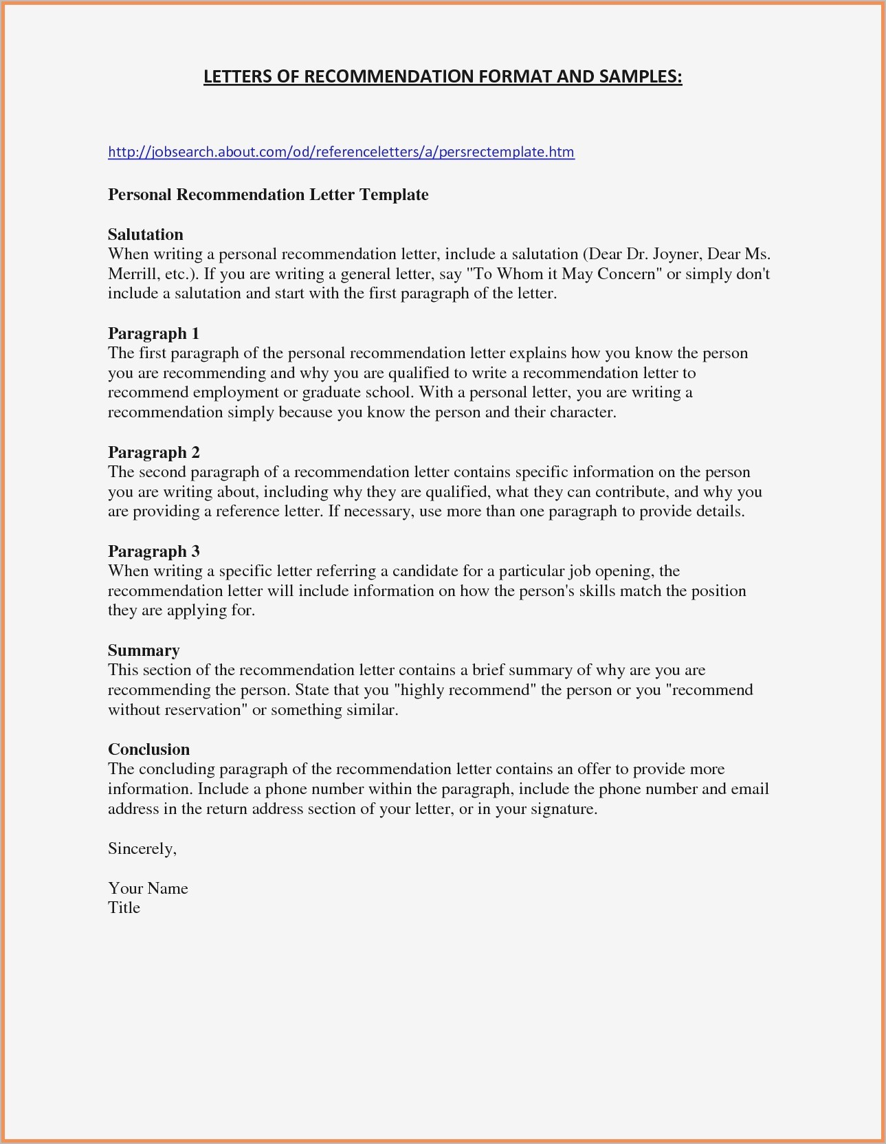 How to Write A Letter Of Recommendation Template - Job Letter Re Mendation Template Best Free Letter Re Mendation