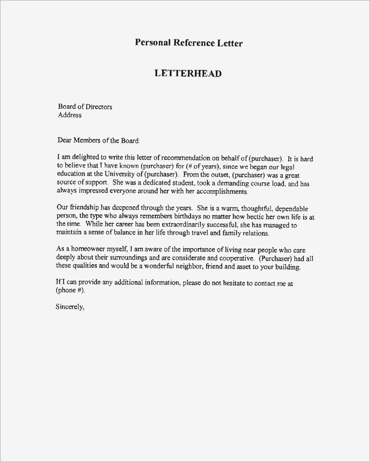 Personal Letter Of Recommendation for A Friend Template - Job Reference Letter Re Mendation Template Fresh Re Mendation