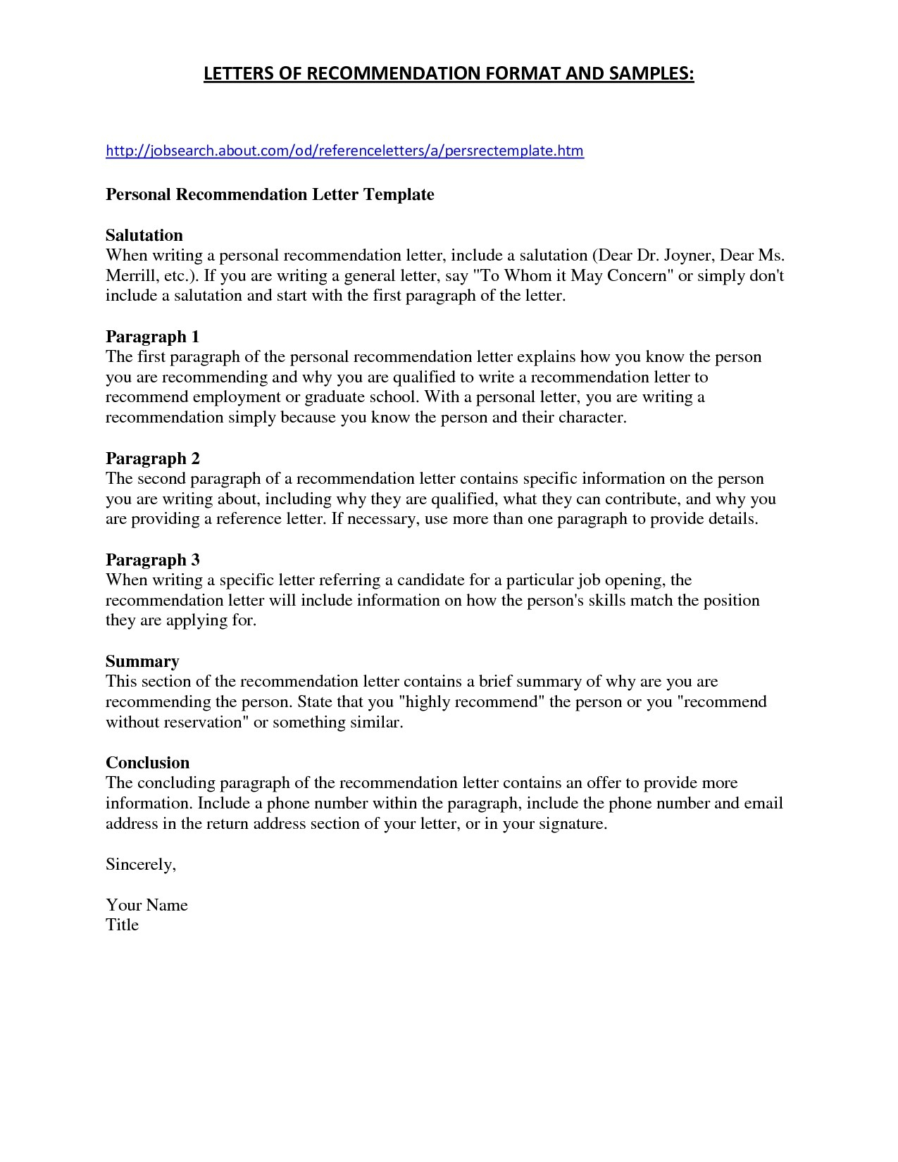 Law School Letter Of Recommendation Template Samples ...