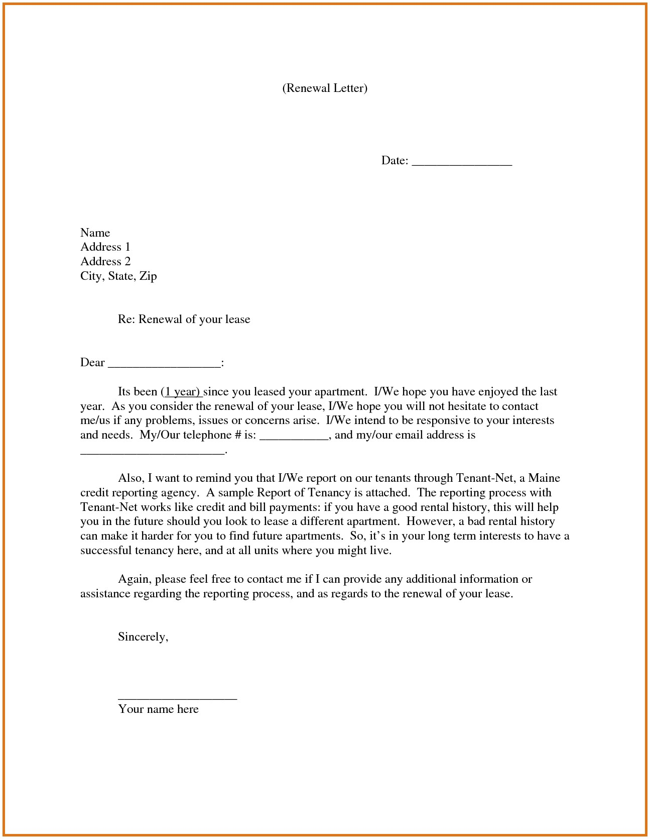 Not Renewing Lease Letter Template Samples Letter Template Collection