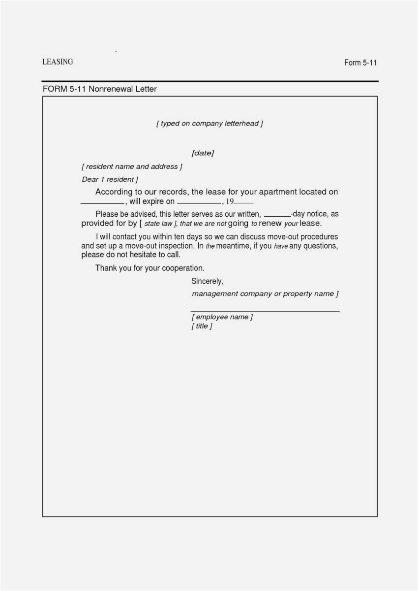 Nonrenewal Of Lease Letter Template - Lease Renewal Letter Residential Lease Renewal Agreement Best