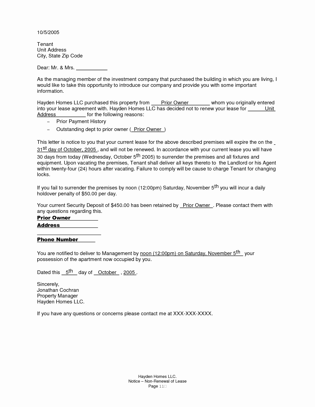  Not Renewing Lease Letter Template Samples Letter Template Collection