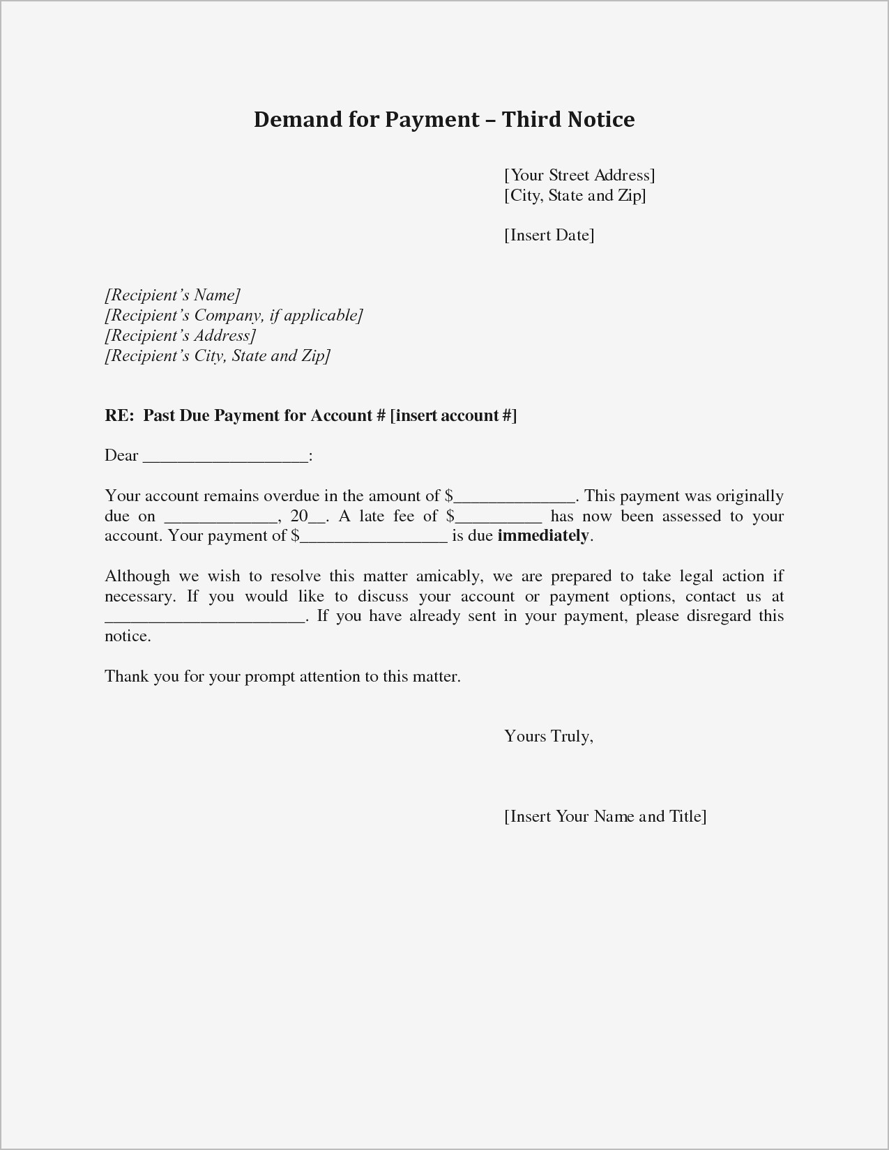 Final Demand for Payment Letter Template - Legal Demand Letter format New Sample Demand Letter for Money Owed