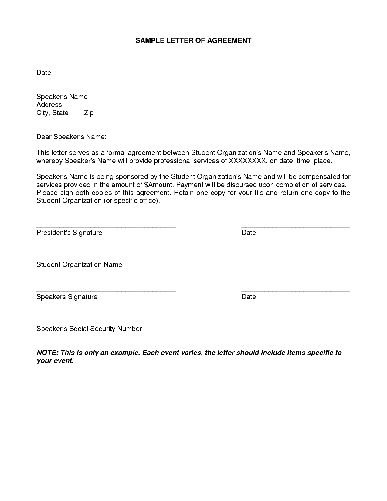 Repayment Agreement Letter Template - Letter Agreement Samples Template Seeabruzzo Letter Of