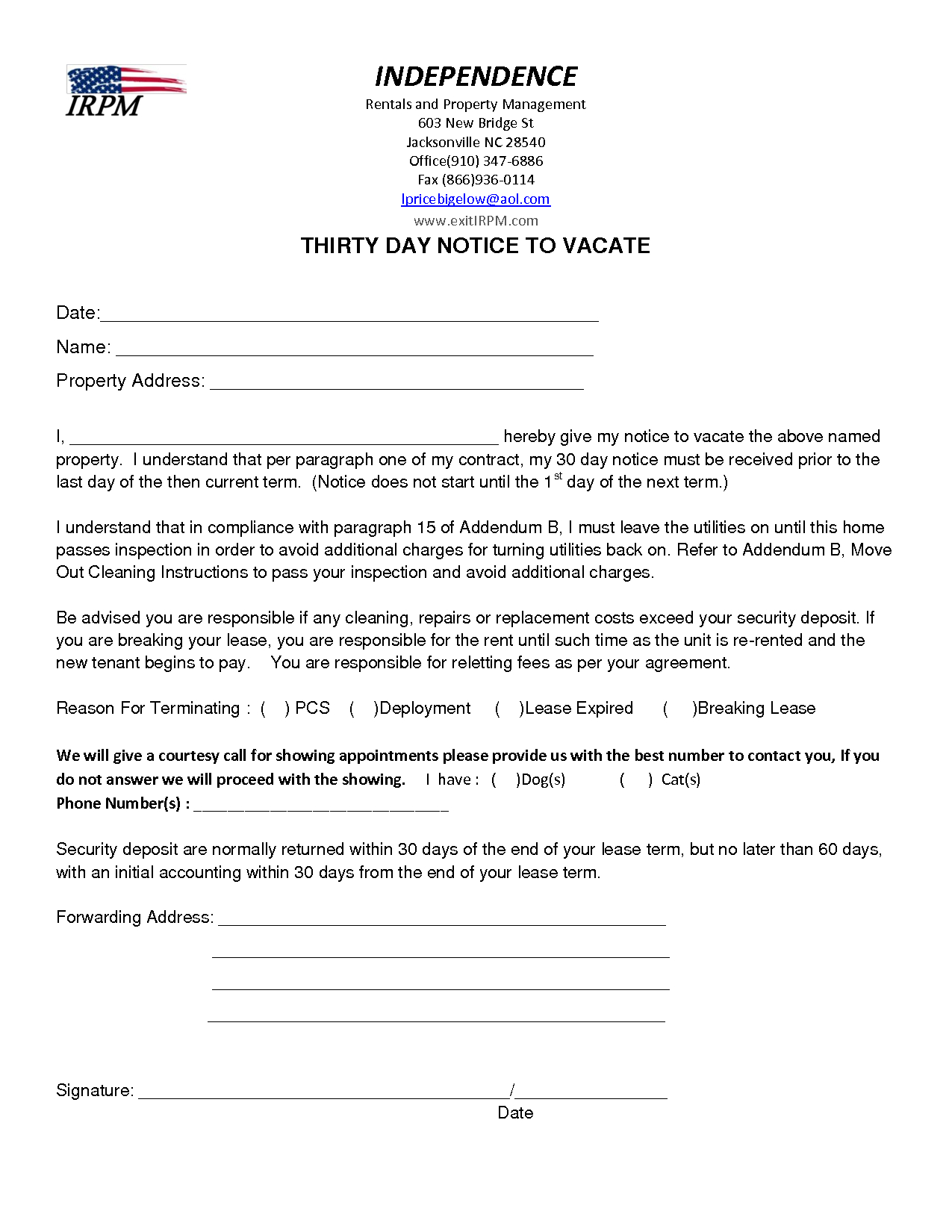 Intent to Vacate Letter Template - Letter Ent to Move From Apartment Out Notice Vacate Example