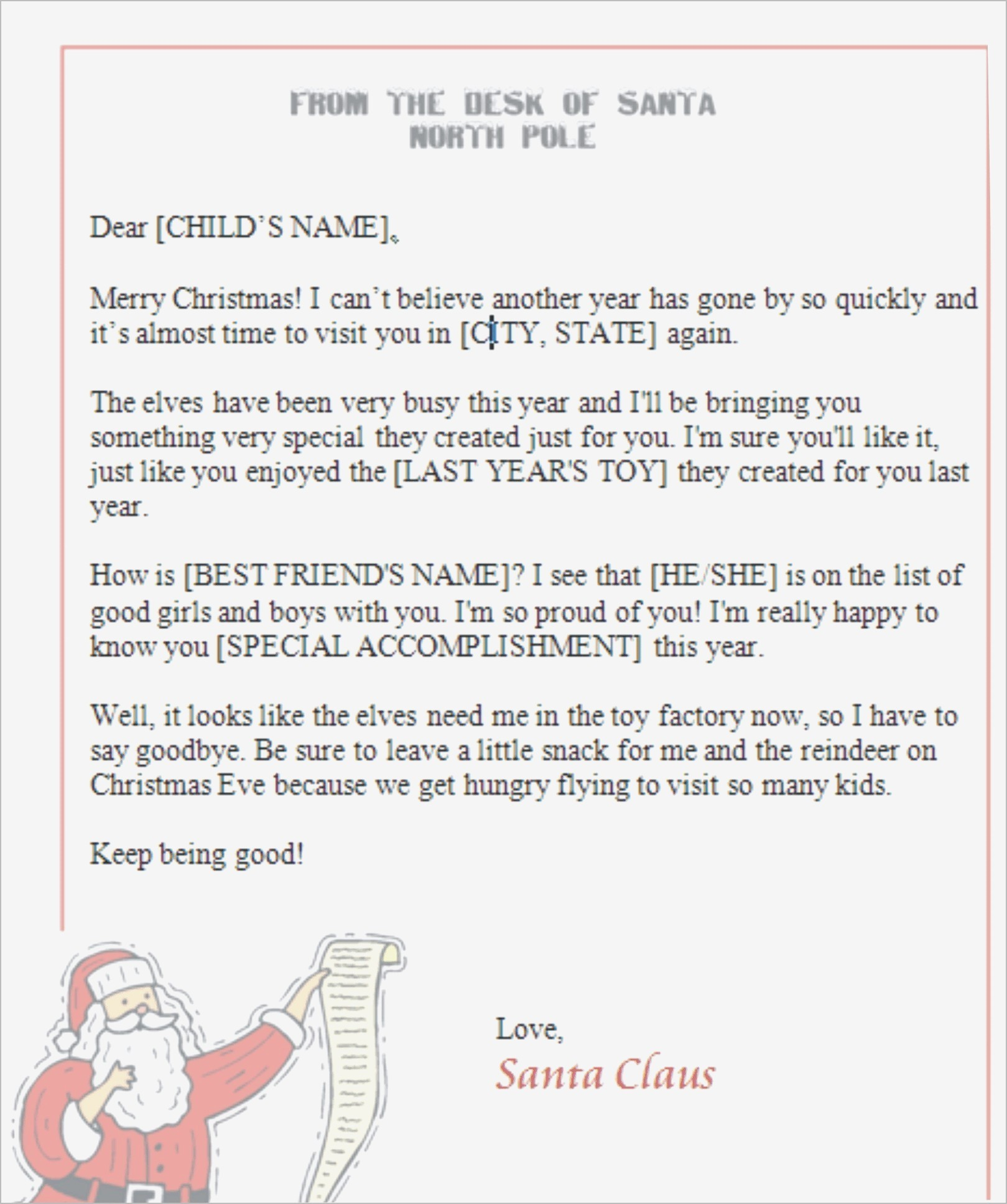 North Pole Letter Template - Letter From Santa Template New Dear Santa Letter Template Free Ideas