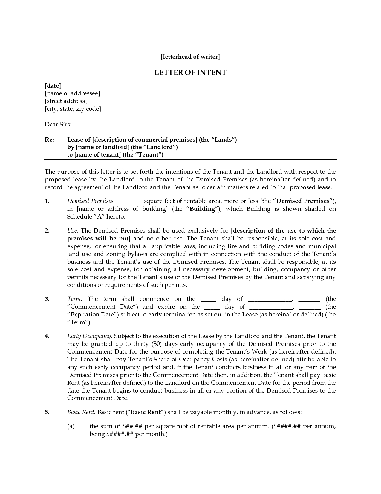 Free Letter Of Intent to Lease Commercial Space Template - Letter Intent Real Estate Lease Mercial Image Ideas Sample to
