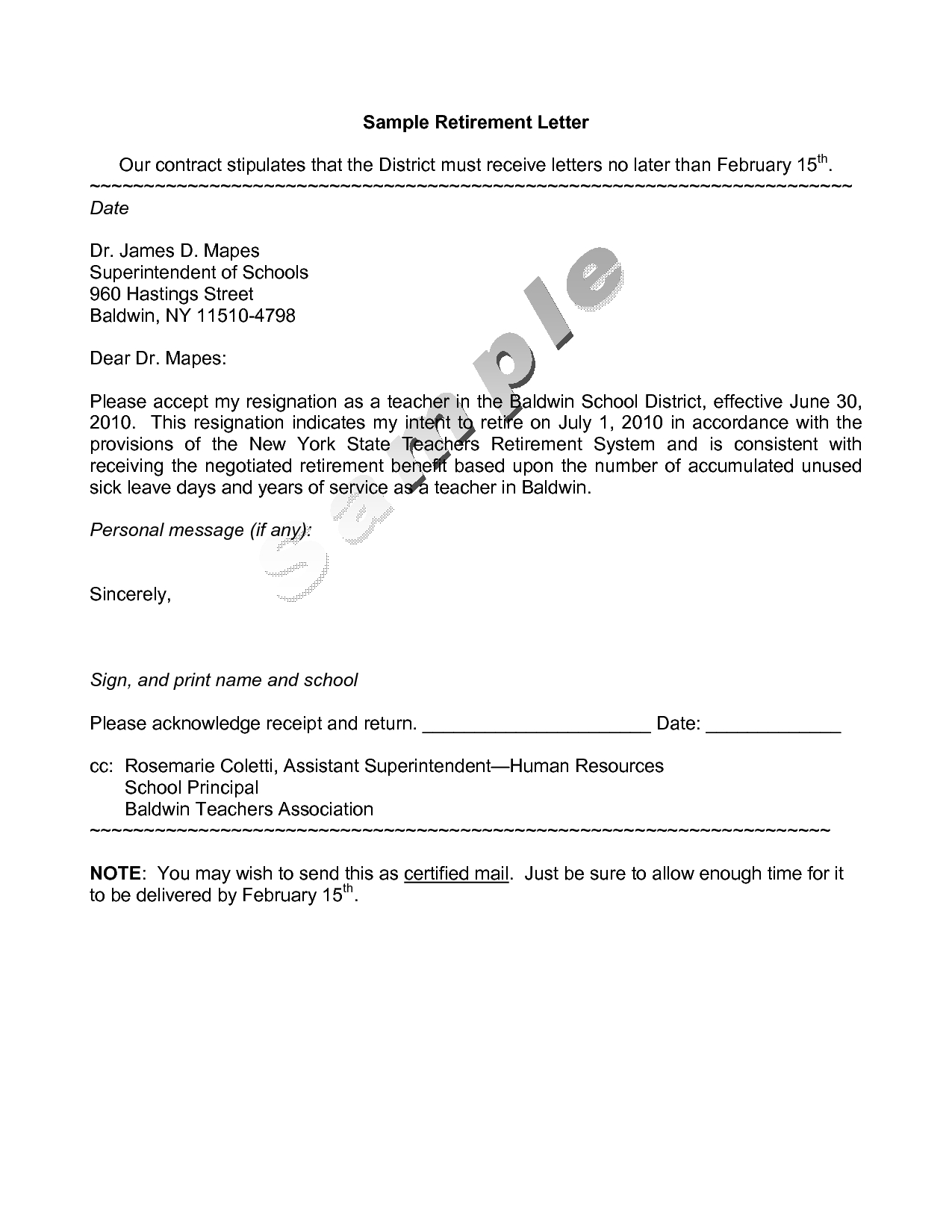 Letter Of Intent to Retire Template - Letter Intent Resignation Gallery Letter format formal Sample