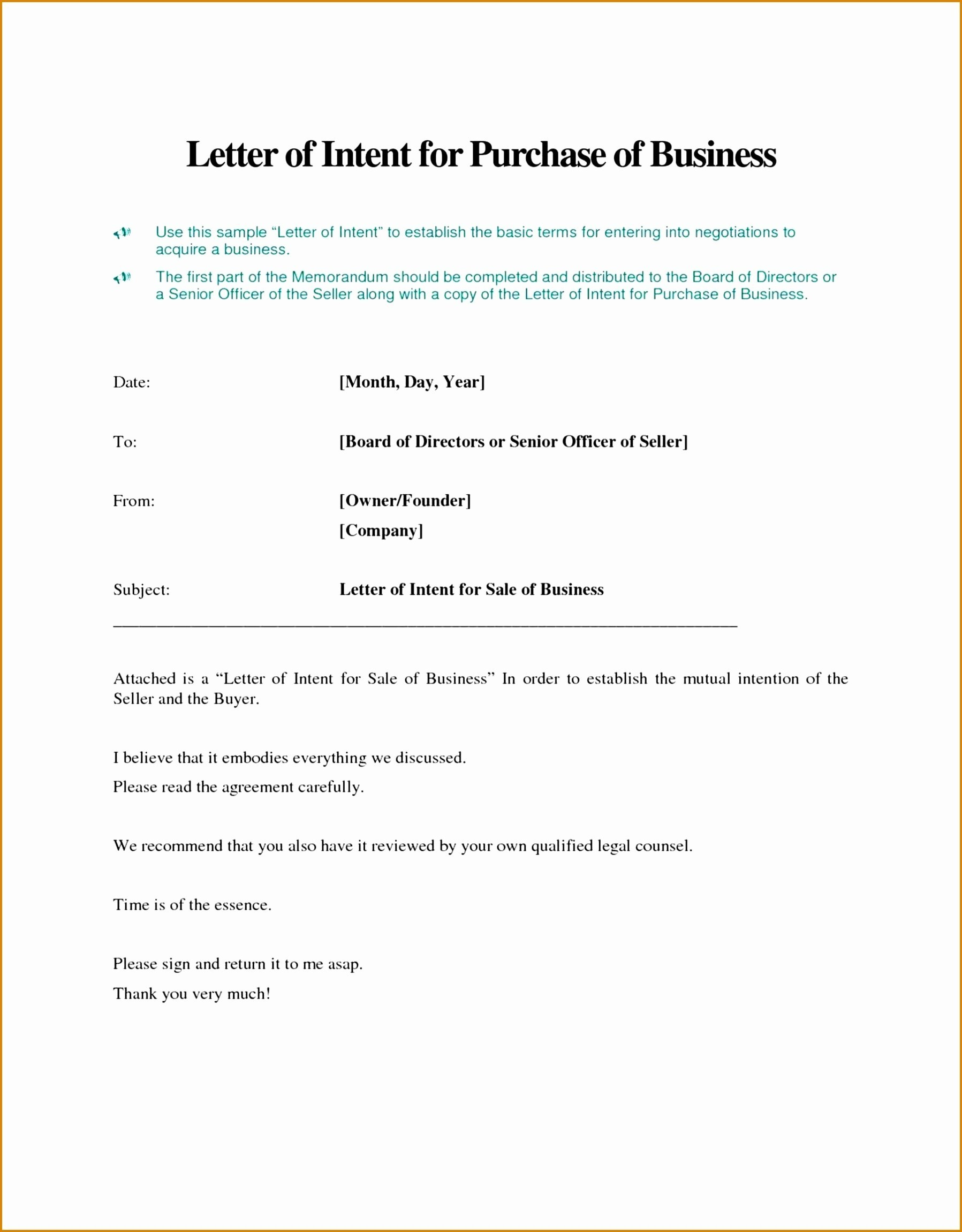 Letter Of Intent to Sell A Business Template - Letter Intent to Do Business Template Best Awesome Letter Intent
