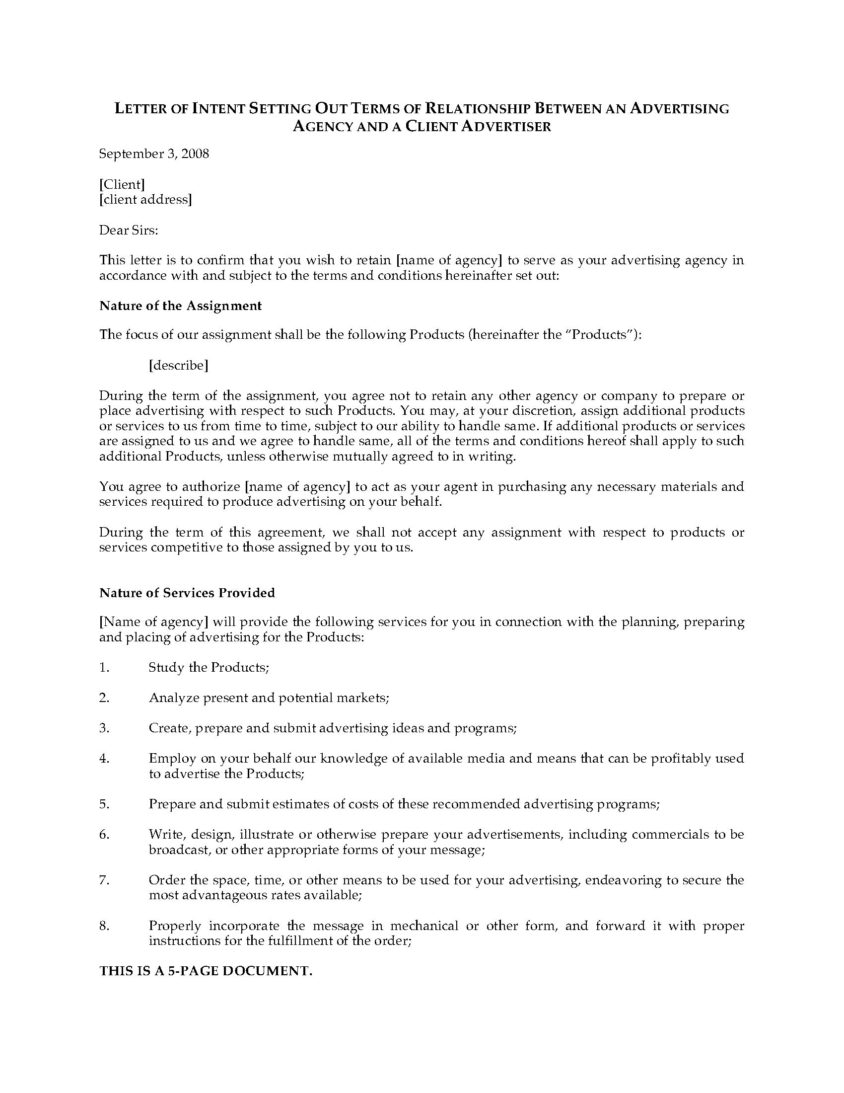 Lease Letter Of Intent Template - Letter Intent to Hire Template