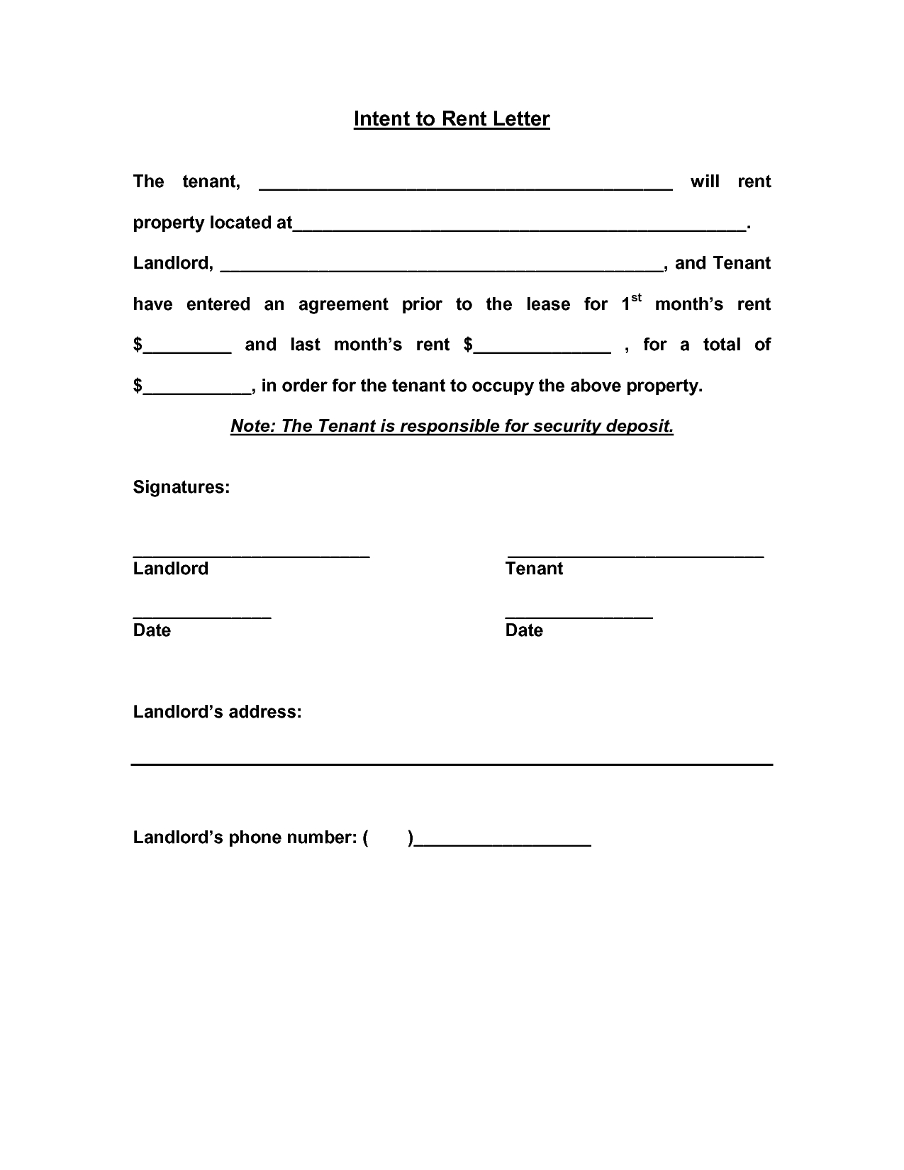 Letter Of Intent To Lease Commercial Space Template Collection Letter