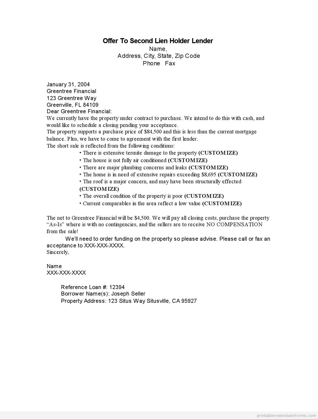 Intent to Lien Letter Template - Letter Intent to Lien Sample Printable Fer Second Holder Lender