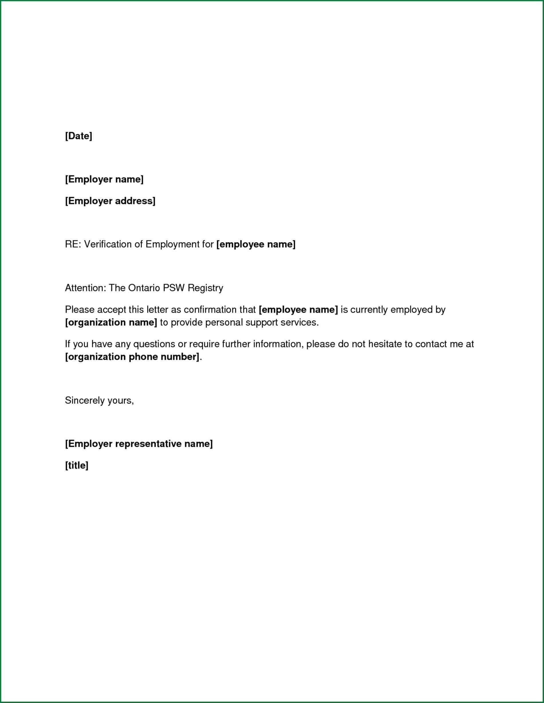 Confirmation Of Employment Letter Template Australia