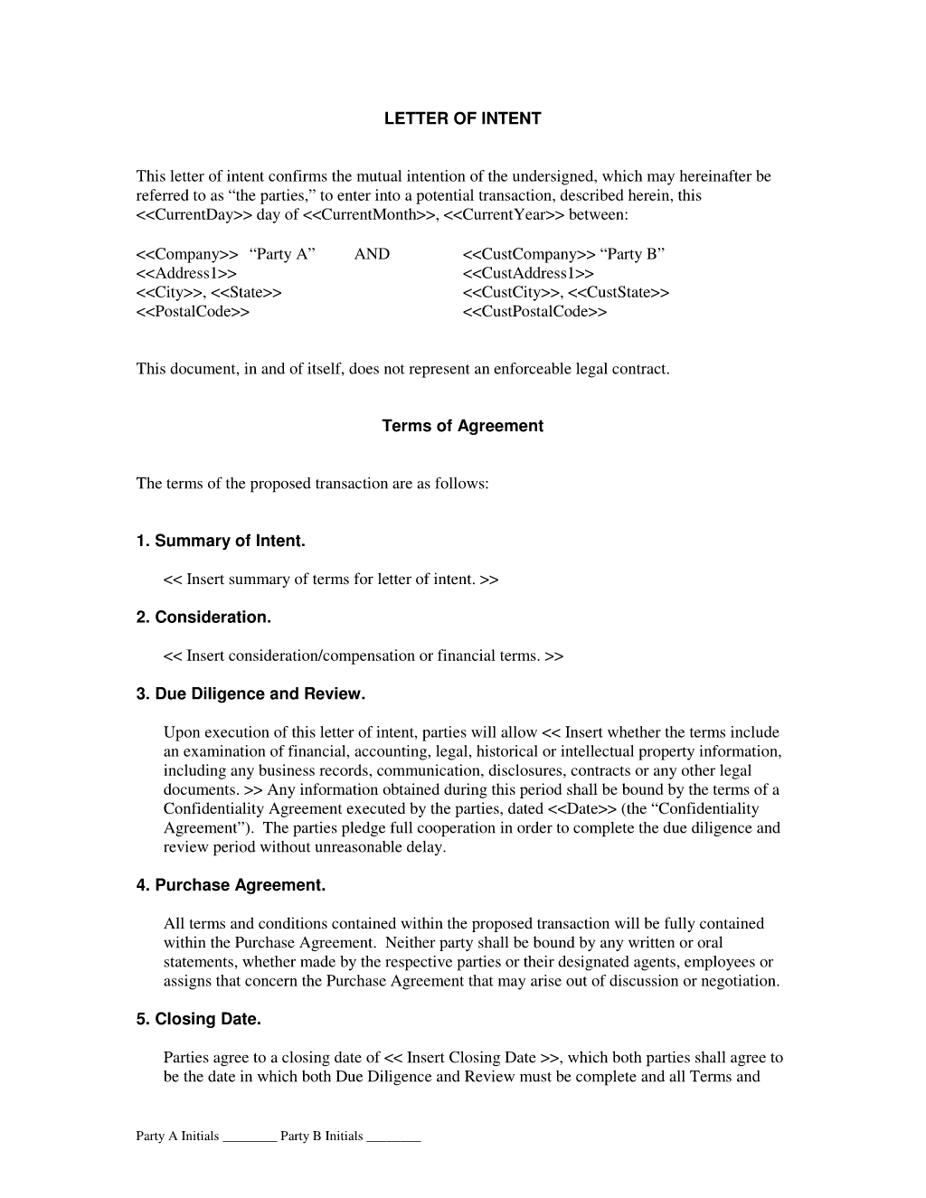 Subcontractor Letter Intent Template Examples