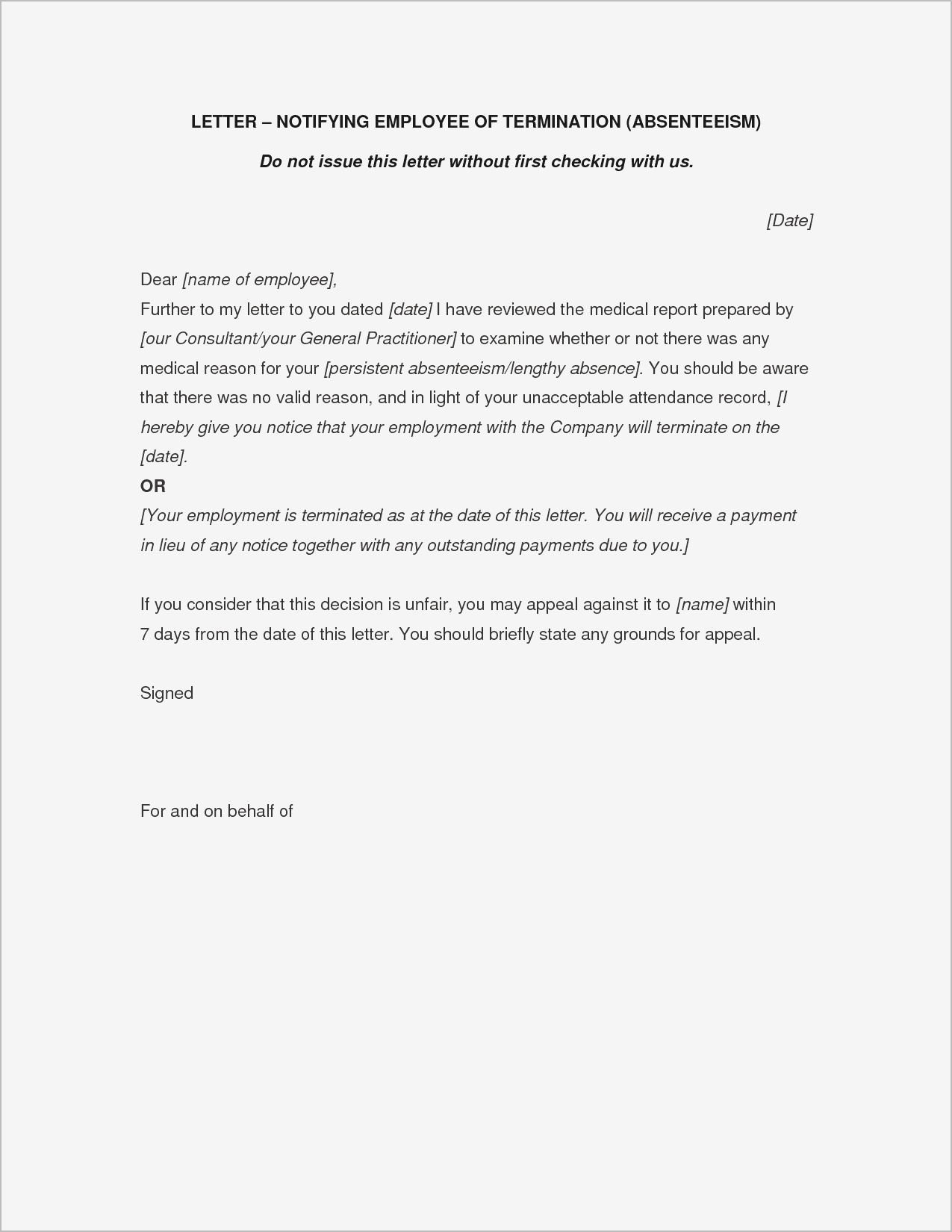 Letter Of Separation From Employer Template Samples Letter Template