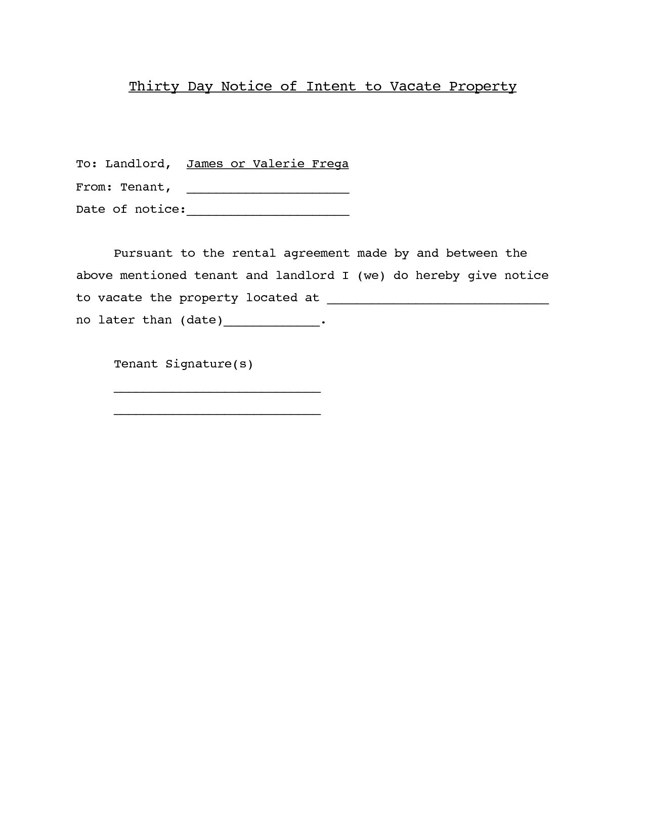 Lease Default Letter Template - Letter Template for Giving Notice Flat Copy Resignation Letter
