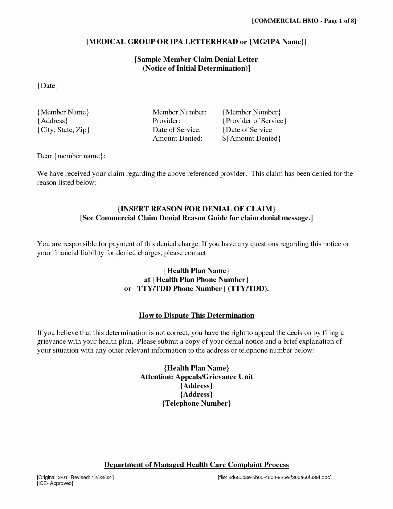 Claim Denial Letter Template Examples | Letter Template ...