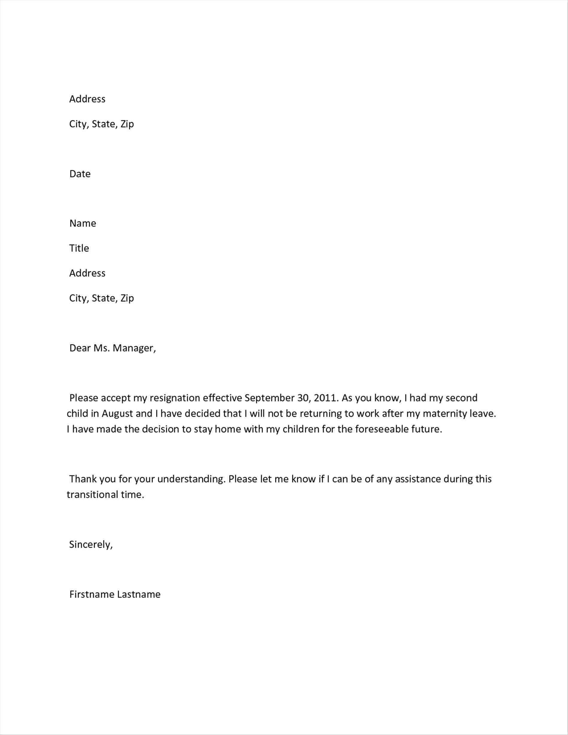 Maternity Return to Work Letter From Employer Template Collection