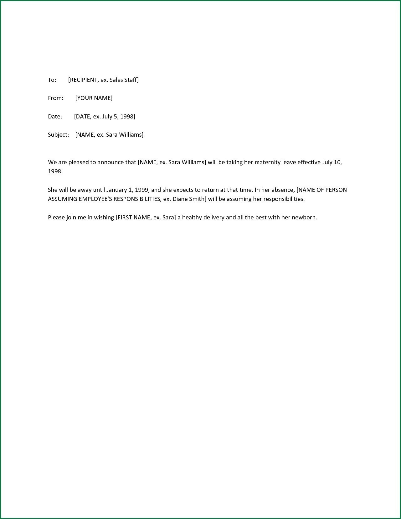 Maternity Return to Work Letter From Employer Template - Letter Template Maternity Leave New Letter Template Maternity Leave