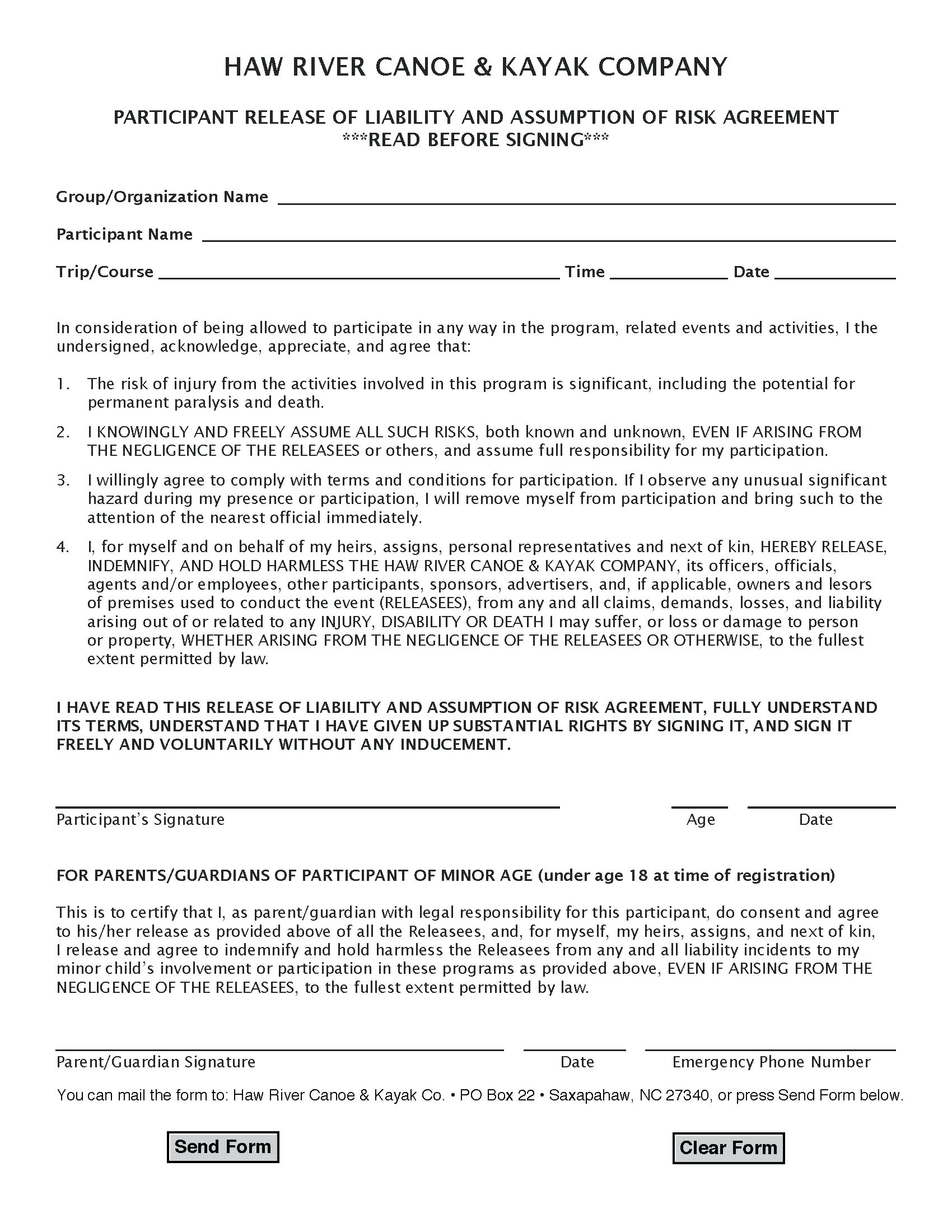Letter Of Release Of Liability Template - Liability Waiver Template