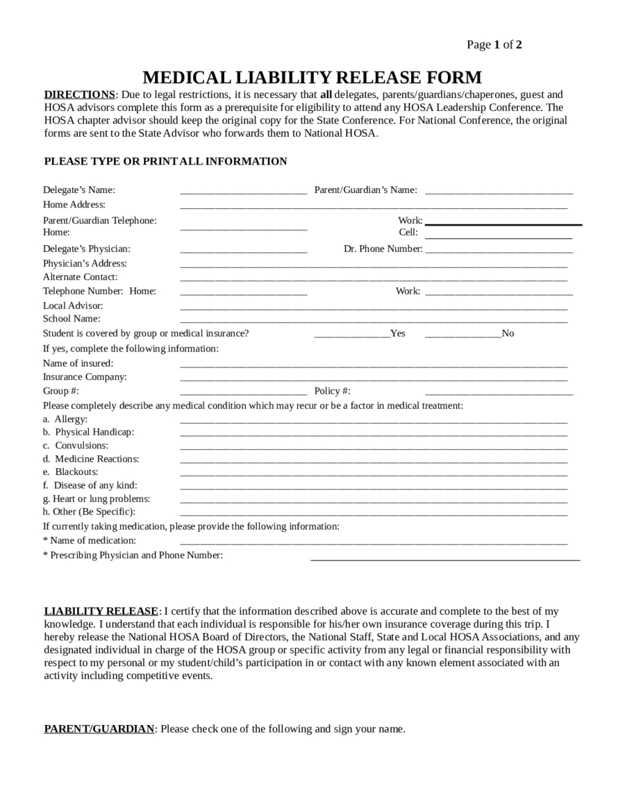 Release Of Liability Letter Template - Liability Waiver Template