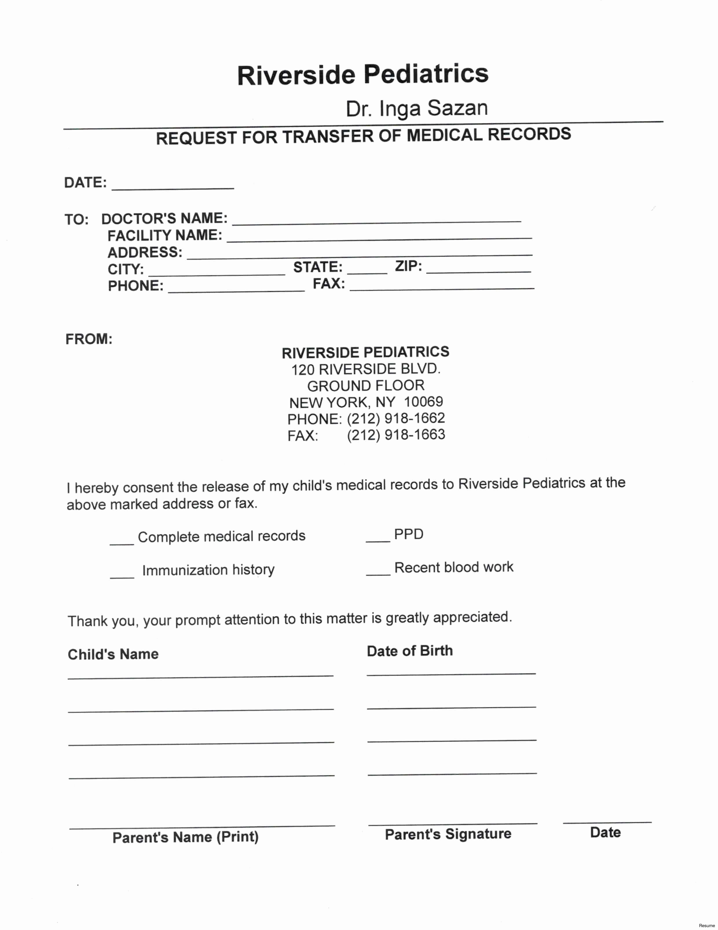 Request for Medical Records Template Letter - Medical Records Release form Template Elegant Medical Request form