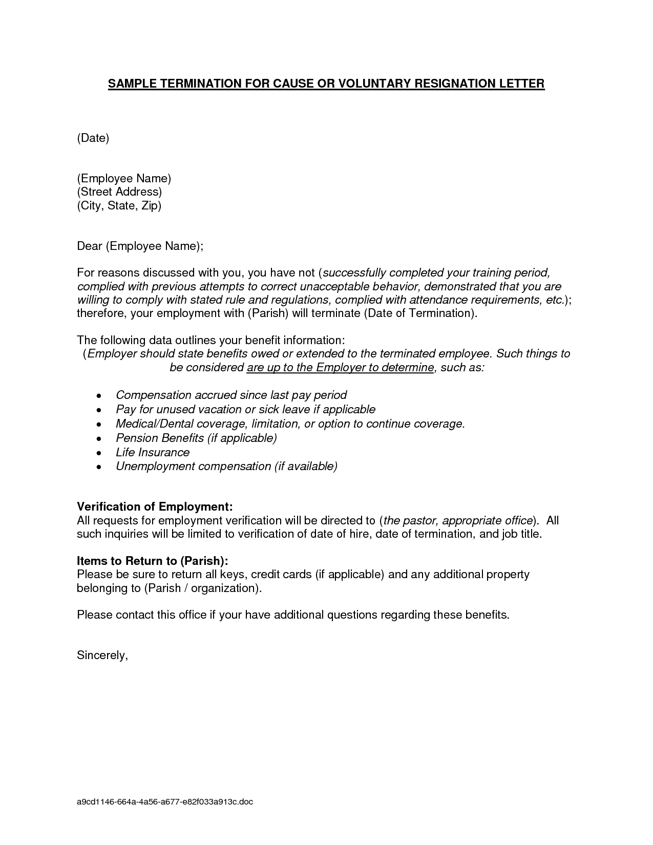 Probation Termination Letter Template Collection - Letter Template