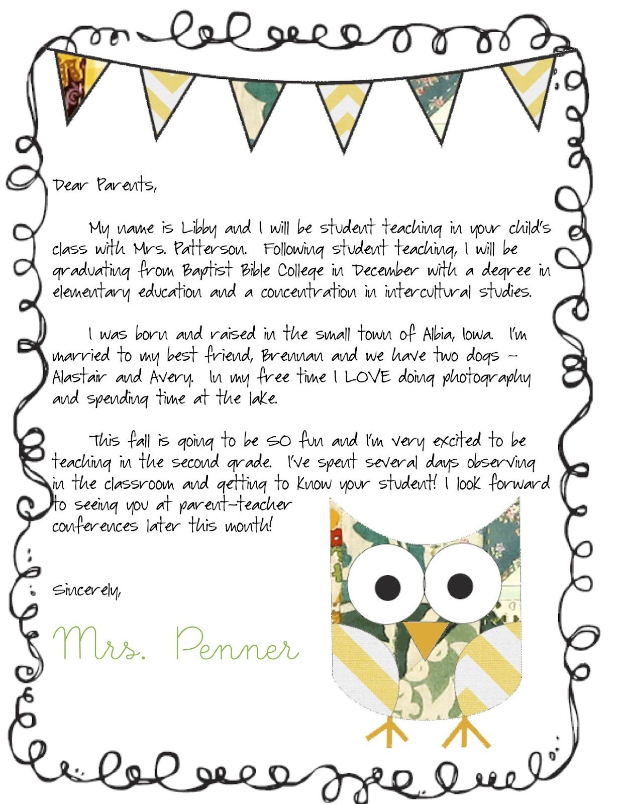 Teacher Welcome Letter To Parents Template Samples - Letter Template ...