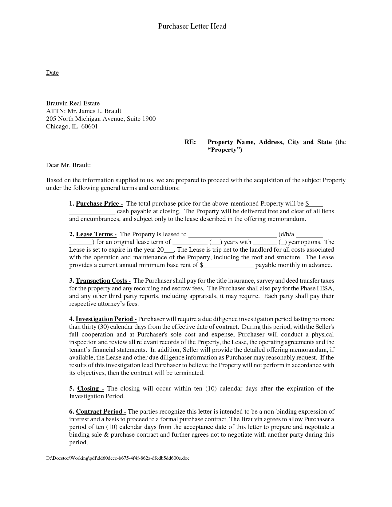 Letter Of Intent to Lease Commercial Space Template ...