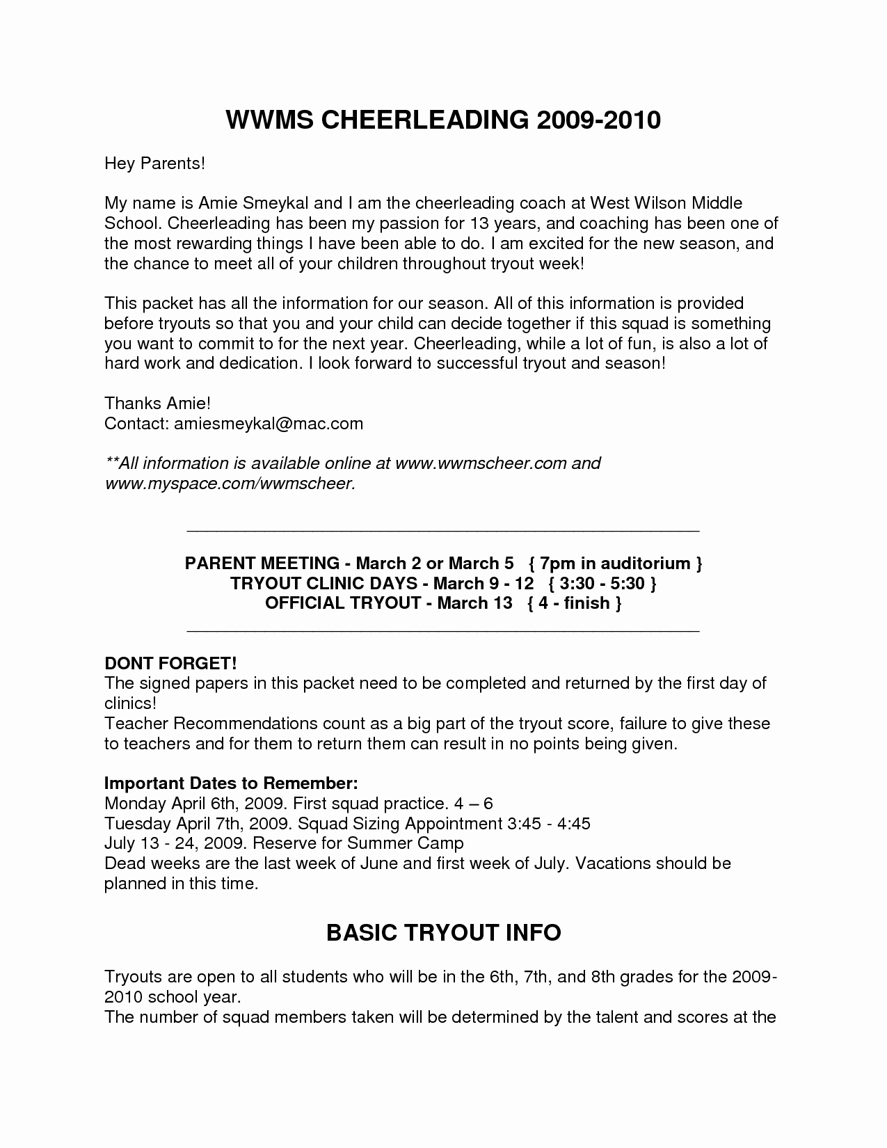 summer camp letter to parents template example-Middle School Teacher Cover Letter Samplest Year New Soccer Coach Bank Resume Cv 16-e