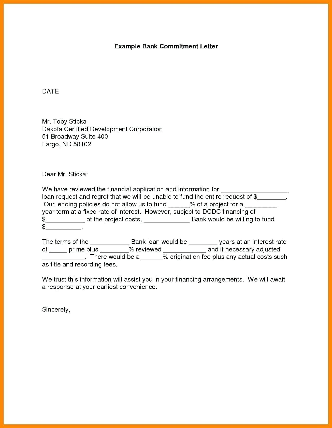 Mortgage Commitment Letter Template - Mitment Letter Sample Copy Employee Mitment Letter Sample Best