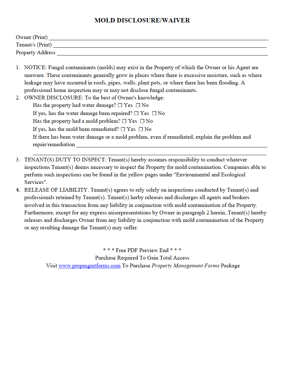 Criminal Record Disclosure Letter Template - Mold Disclosure Waiver Pdf Property Management forms