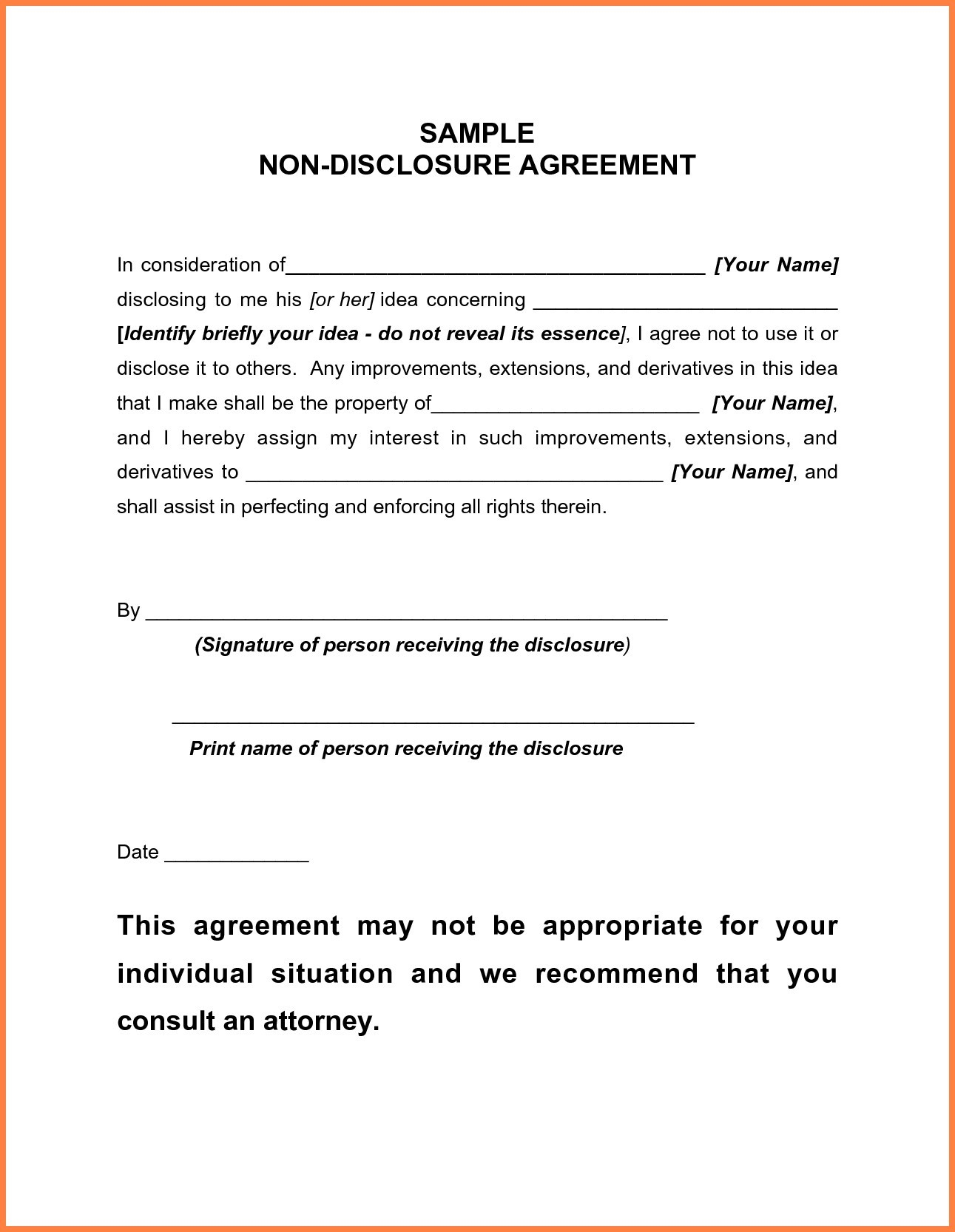 Letter Of Confidentiality And Nondisclosure Template Samples Letter