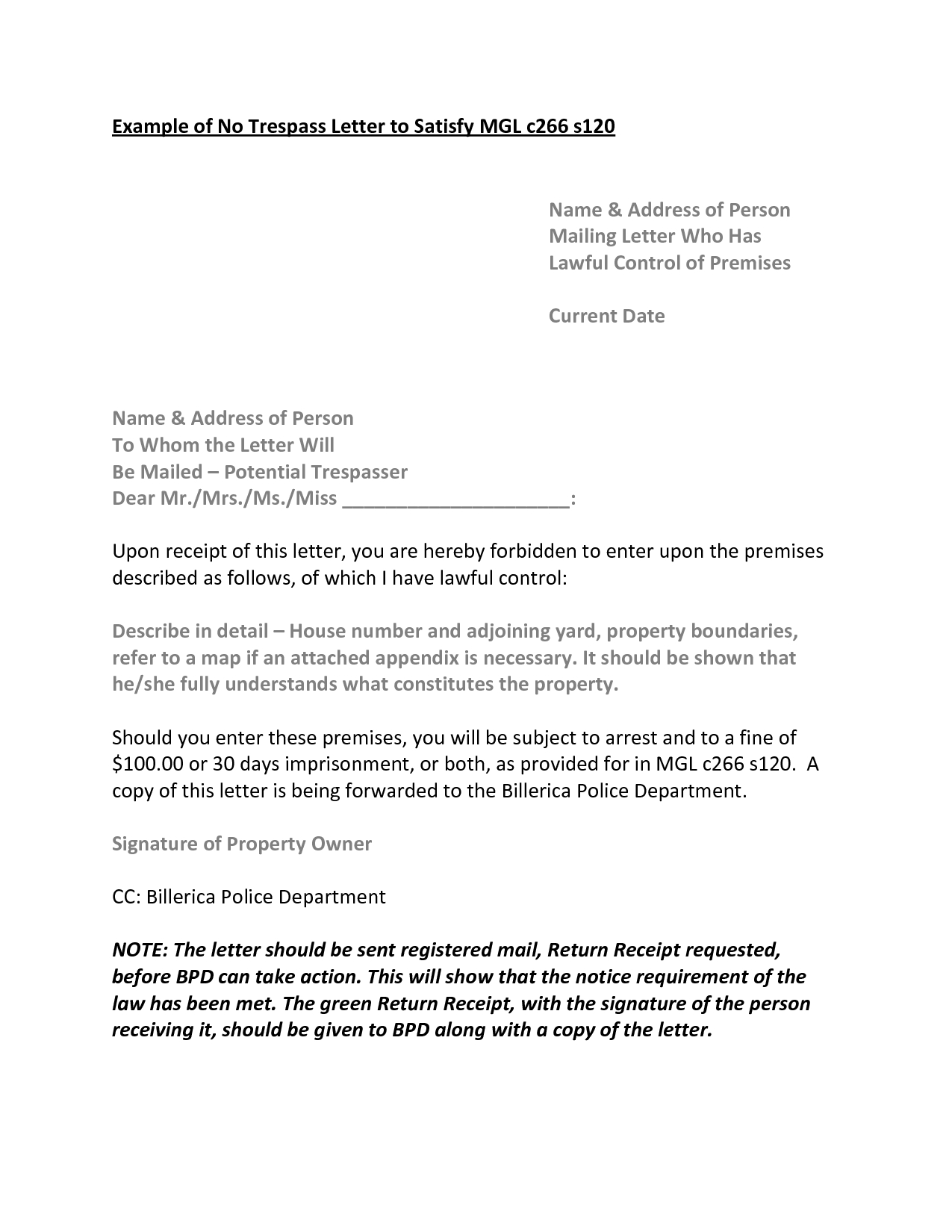 Cease And Desist Trespassing Letter Template Samples Letter Template Collection