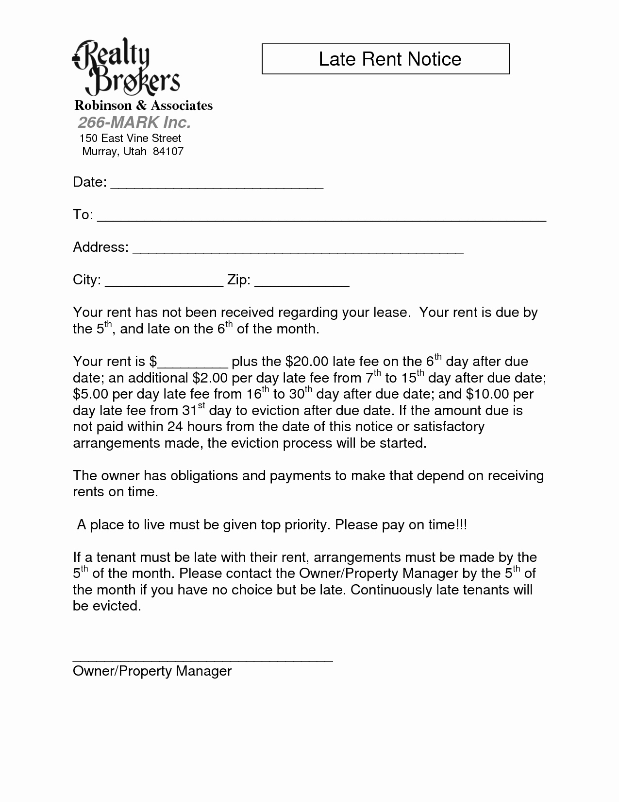 Late Rent Letter Template - Notice Letter to Landlord Template Awesome 19 New Late Rent Letter