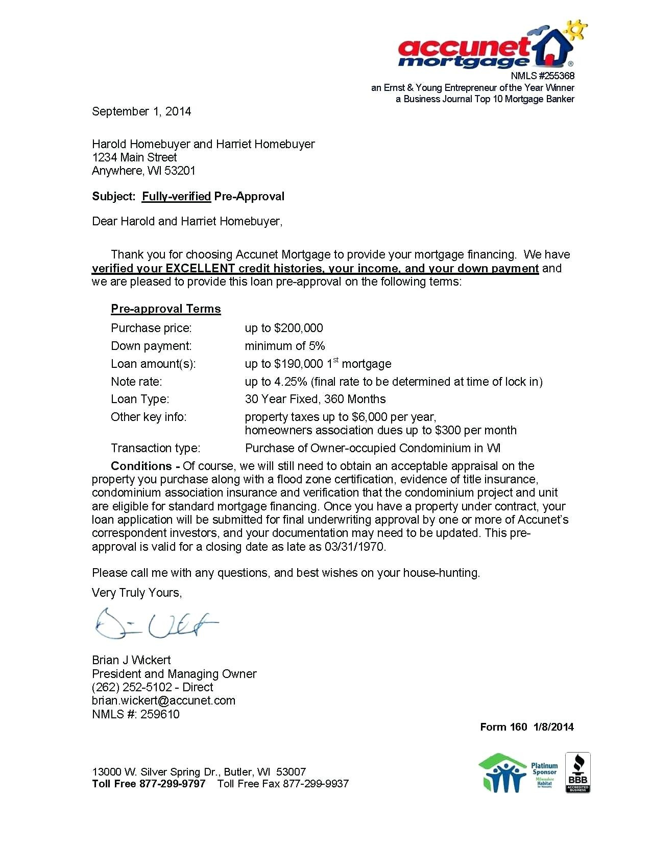 Mortgage Pre Approval Letter Template Samples | Letter ...