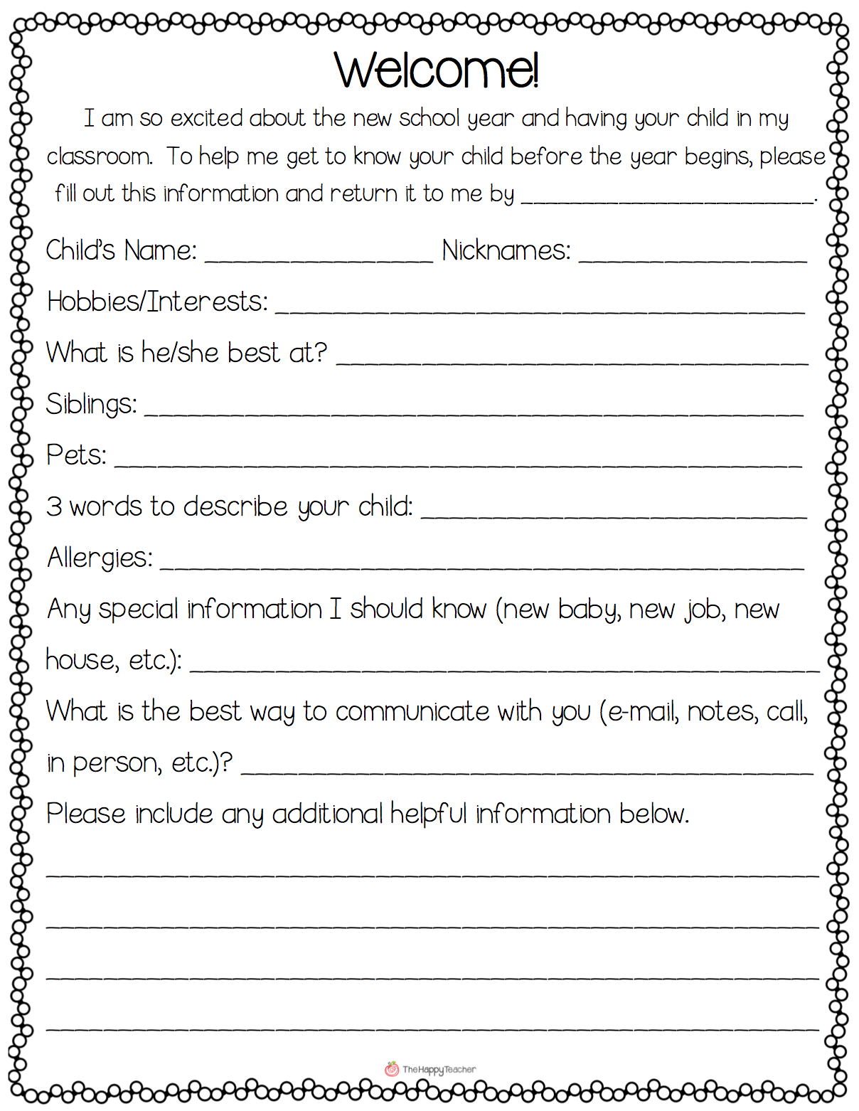 Preschool Welcome Letter to Parents From Teacher Template - Open A Positive Line Of Munication with Parents From Day 1