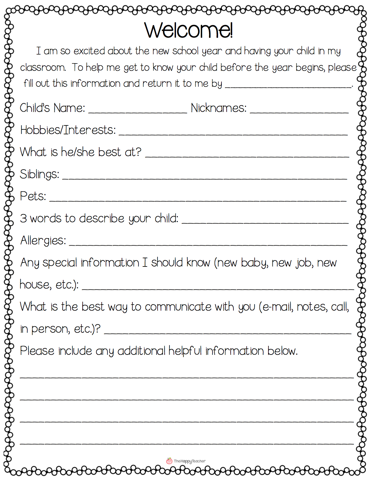 Preschool Welcome Letter To Parents From Teacher Template Samples Letter Template Collection