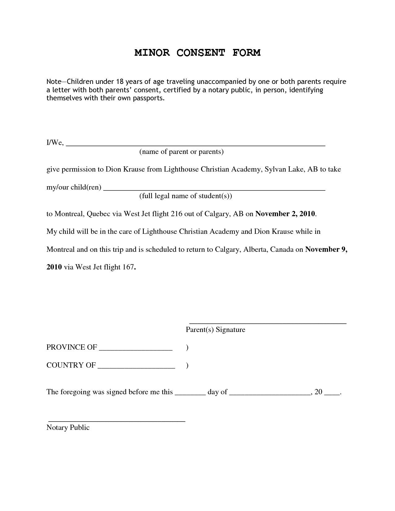 Parent Consent Letter for Travel Template - Parents Re Mendation Letter for Child Acurnamedia