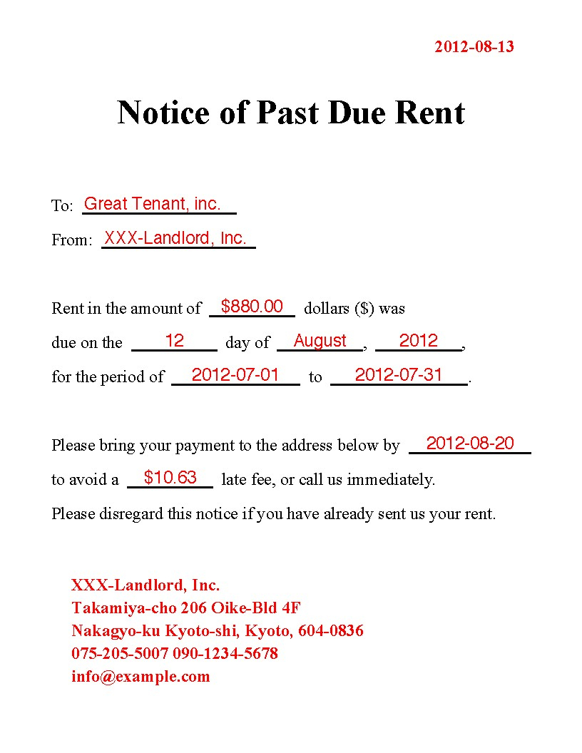 Past Due Rent Letter Template Examples Letter Template Collection