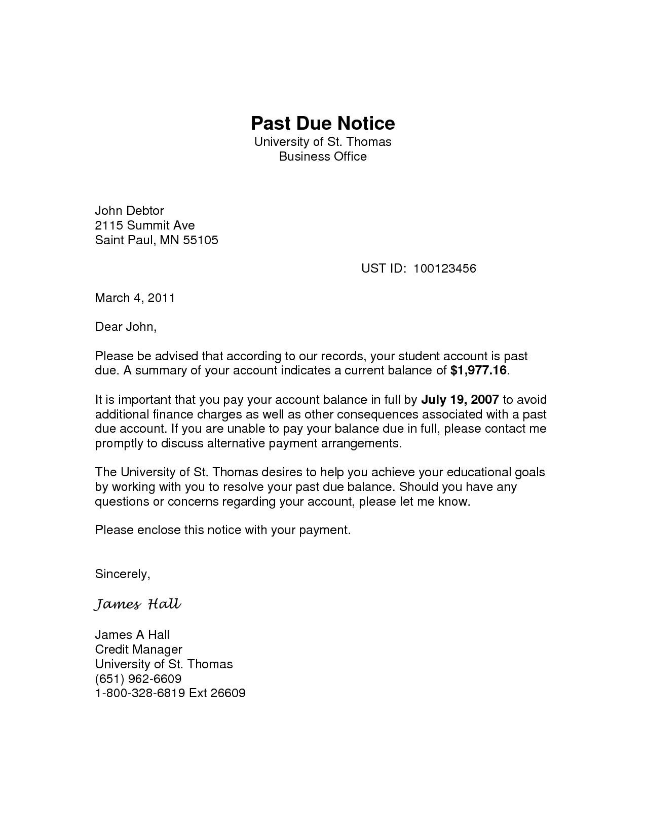 Past Due Rent Letter Template - Past Due Notice Acurnamedia