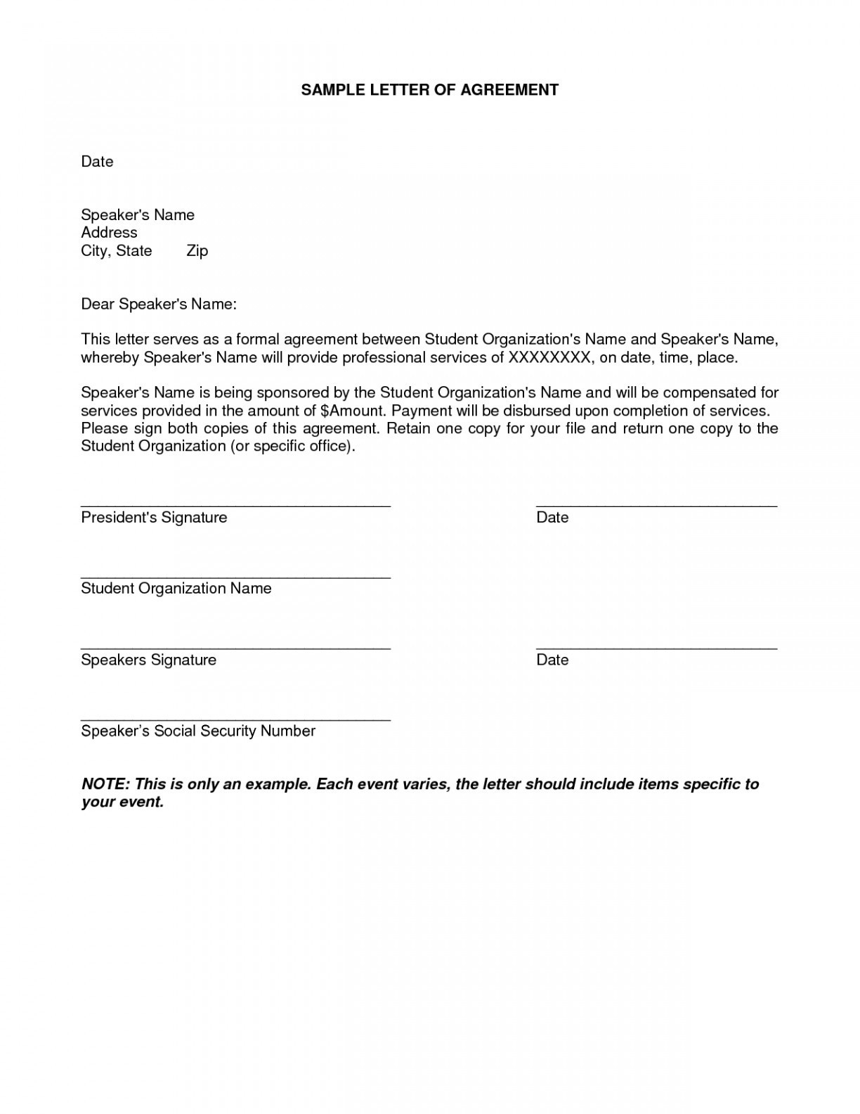 Payment Agreement Letter Template - Payment Agreement Letter format New Undertaking Letter format